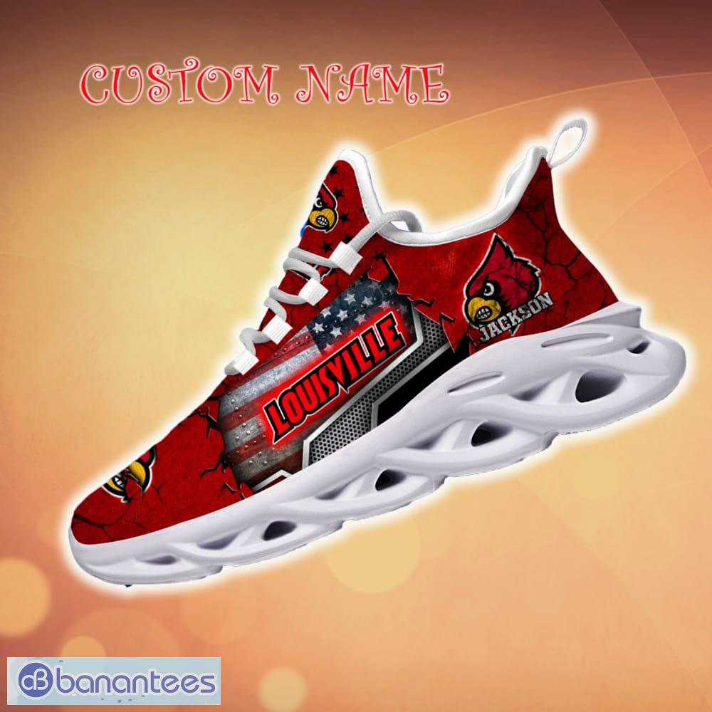 Louisville Cardinals Logo Torn Running Sneaker Max Soul Shoes In Red Gift  For Men And Women - Banantees