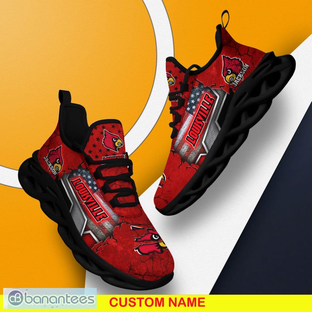 Louisville Cardinals Logo Torn Running Sneaker Max Soul Shoes In Red Gift  For Men And Women - Banantees