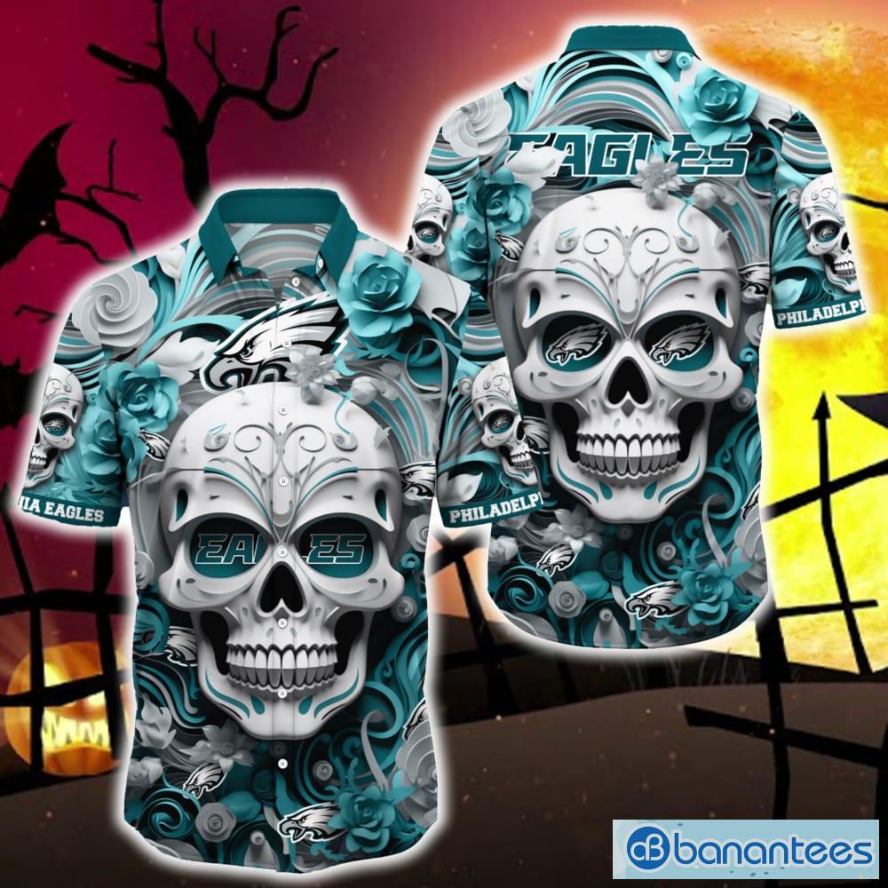 Philadelphia Eagles Halloween Trending Skull 3D Hawaiian Shirt For