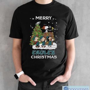 Philadelphia Eagles Snoopy Family Christmas Shirt - Black Unisex T-Shirt