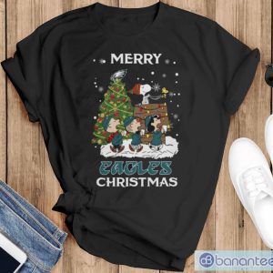 Philadelphia Eagles Snoopy Family Christmas Shirt - Black T-Shirt
