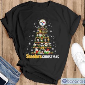 Pittsburgh Steelers Christmas Steelers Tree Shirt - Black T-Shirt