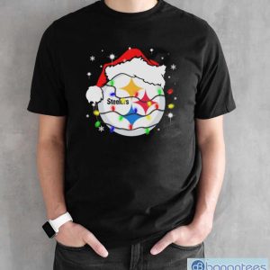 Pittsburgh Steelers Santa Hat Christmas Light Shirt - Black Unisex T-Shirt