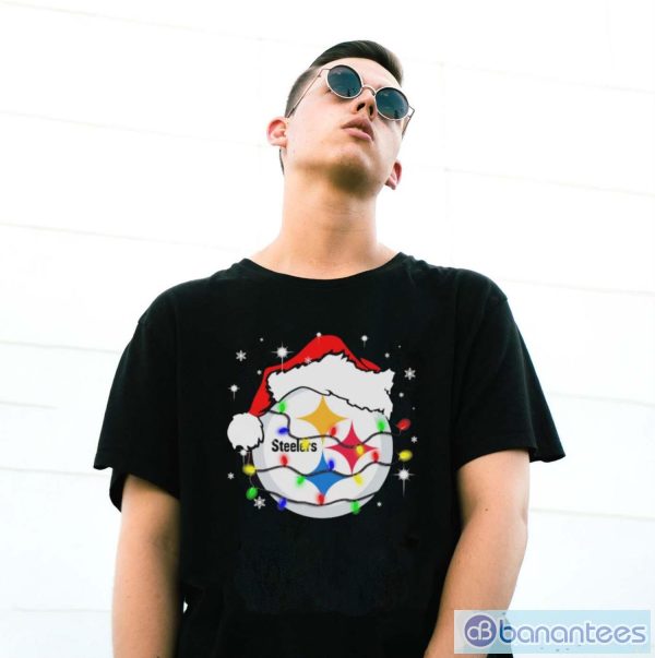 Pittsburgh Steelers Santa Hat Christmas Light Shirt - G500 Gildan T-Shirt