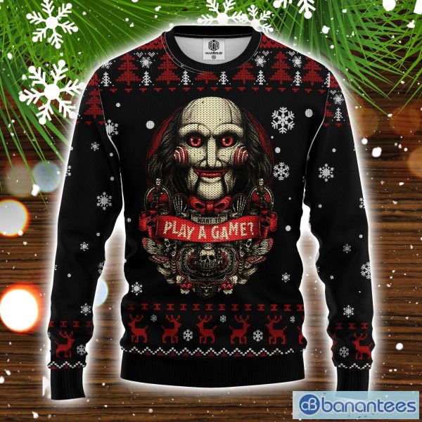 Play A Game Horror Movie Saw Ugly Christmas Sweater Product Photo 1