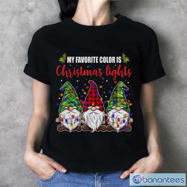Premium My Favorite Color Is Christmas Lights 3 Gnomes Merry Christmas Shirt - Ladies T-Shirt