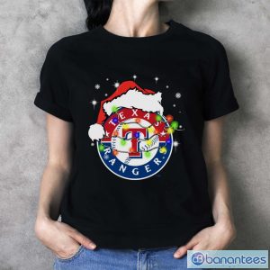 Santa Hat Texas Rangers Light Christmas Shirt Christmas Gift - Ladies T-Shirt