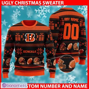 Cincinnati Bengals Christmas Snow Heart Pattern Ugly Christmas Sweater