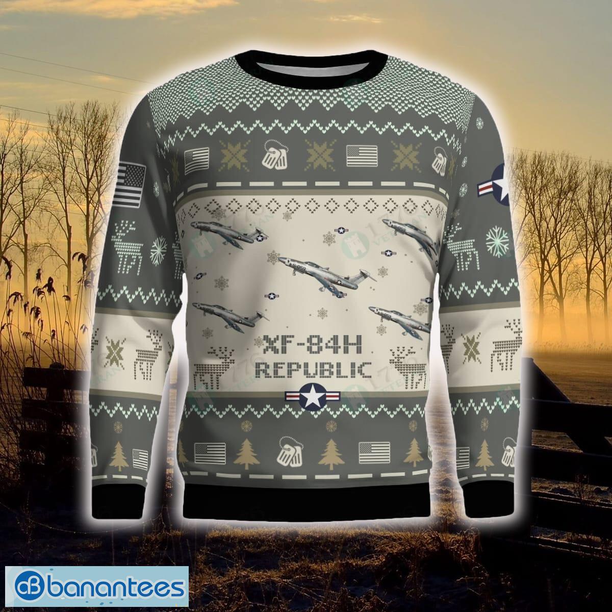 Republic XF-84H XF84H Aircraft Ugly Christmas Sweater Veterans Holidays For Men And Women - Republic XF-84H XF84H_Aircraft Ugly Sweater_2