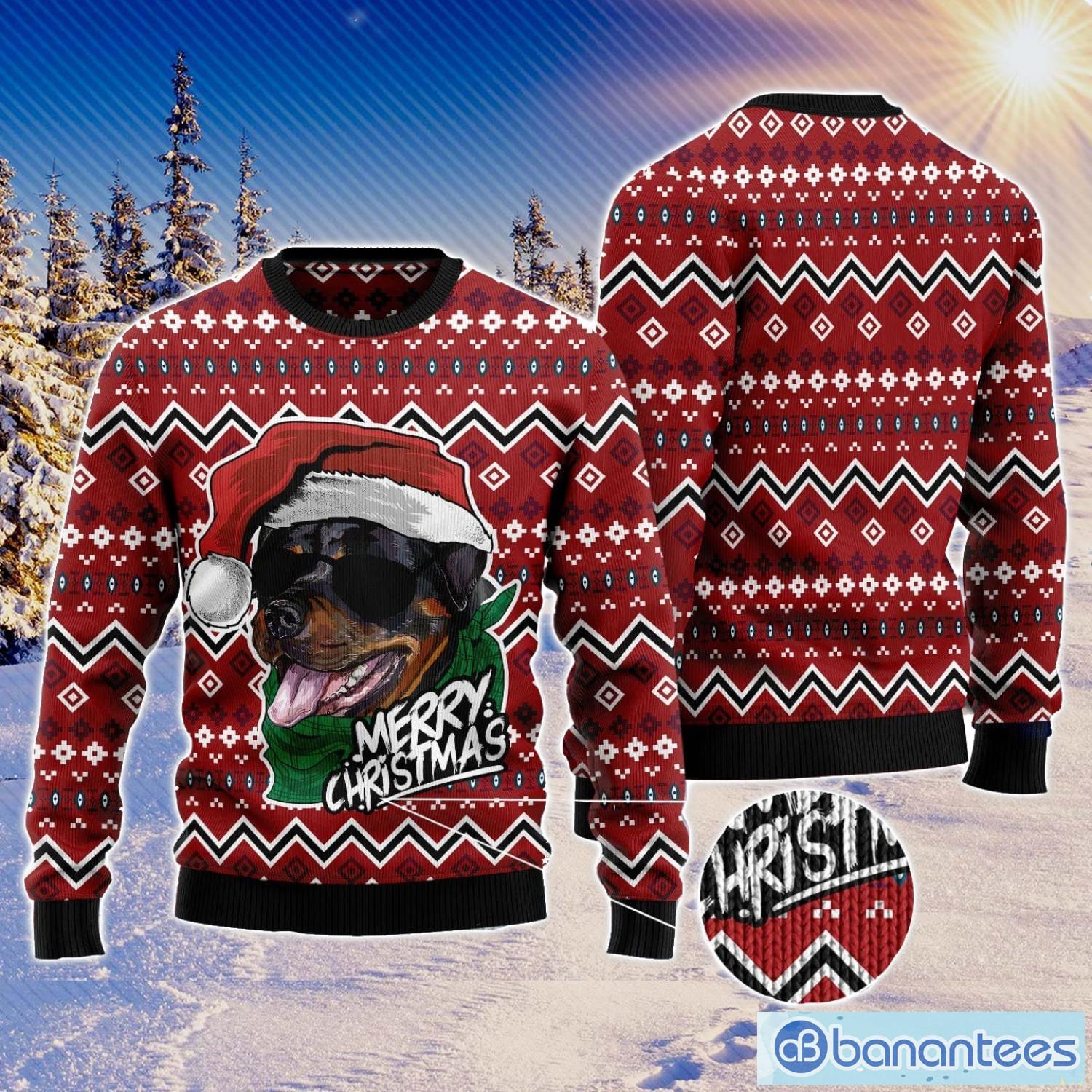 Rottweiler Merry Christmas All Over Printed 3D Ugly Christmas Sweater Cute Christmas Gift Product Photo 1