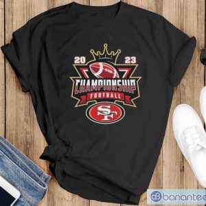 San Francisco 49ers Football Nfl 2023 Championship Crown Logo Shirt - Black T-Shirt