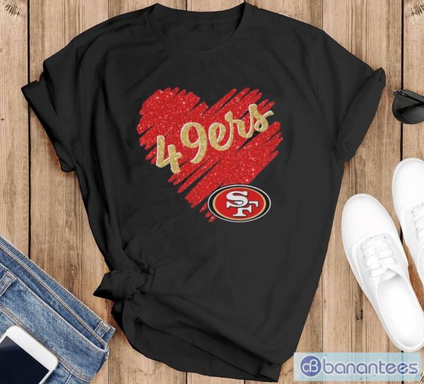 San Francisco 49ers Nfl Heart Shirt - Black T-Shirt