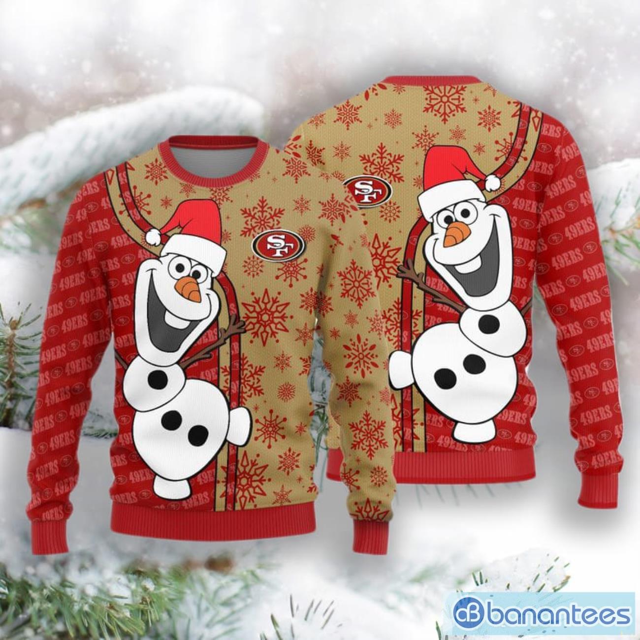 San Francisco 49ers Olaf Christmas Funny 3D Sweater Product Photo 1