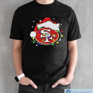 San Francisco 49ers Santa Hat Christmas Light Shirt - Black Unisex T-Shirt