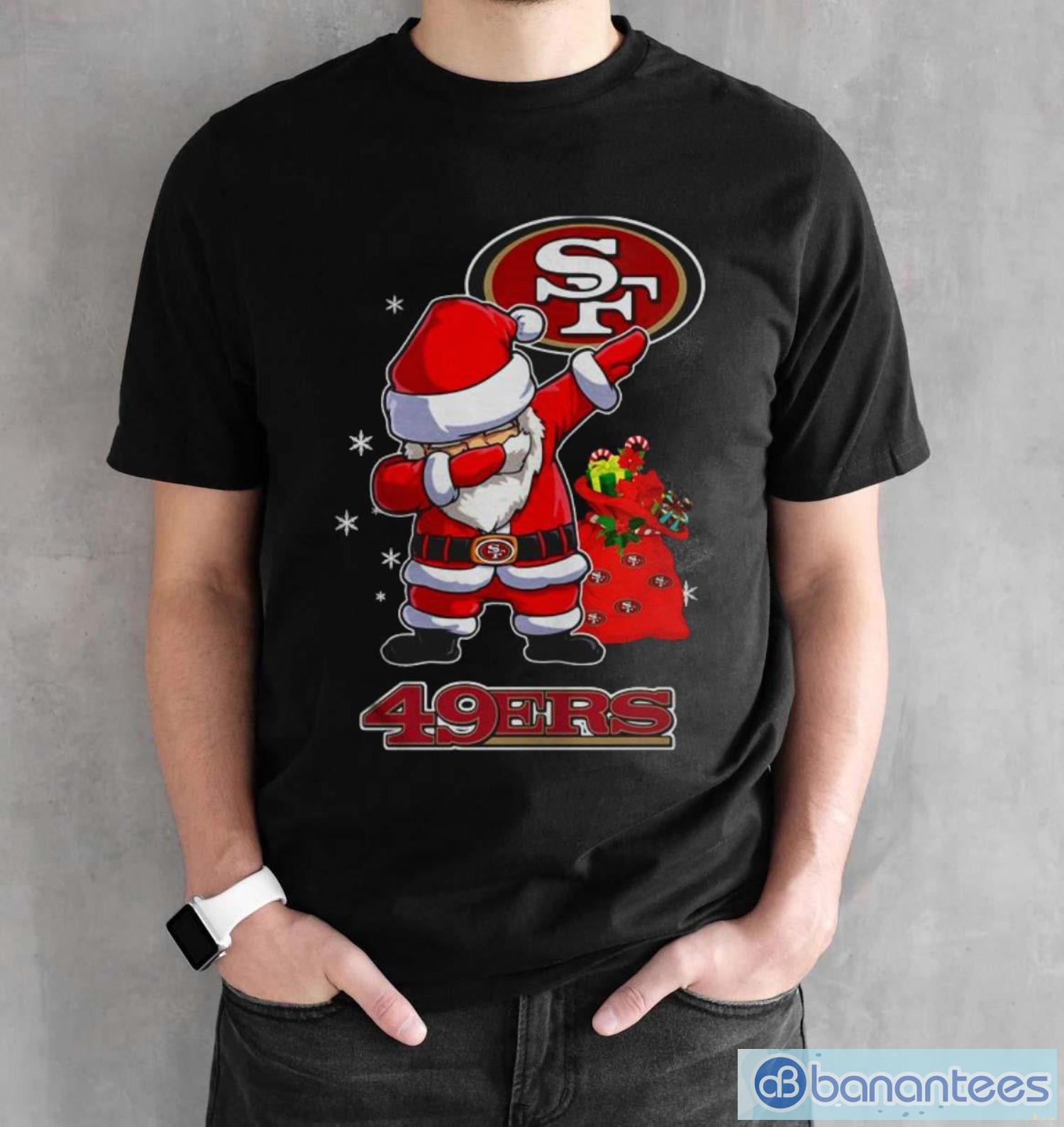 santa claus dabbing san francisco 49ers christmas shirt 1 image Santa Claus dabbing San Francisco 49ers Christmas shirt - Black Unisex T-Shirt