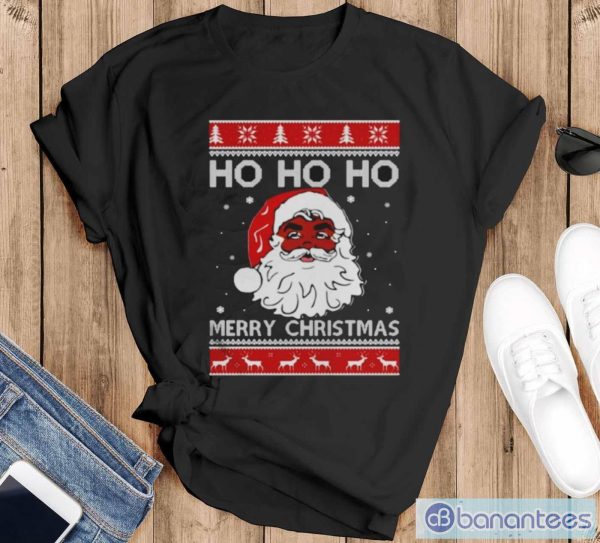 Santa Claus Ho Ho Ho Merry Christmas shirt2 - Black T-Shirt