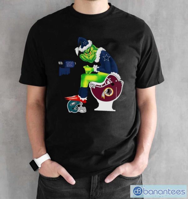 Santa Grinch Dallas Cowboys Toilet Christmas T-shirt - Black Unisex T-Shirt