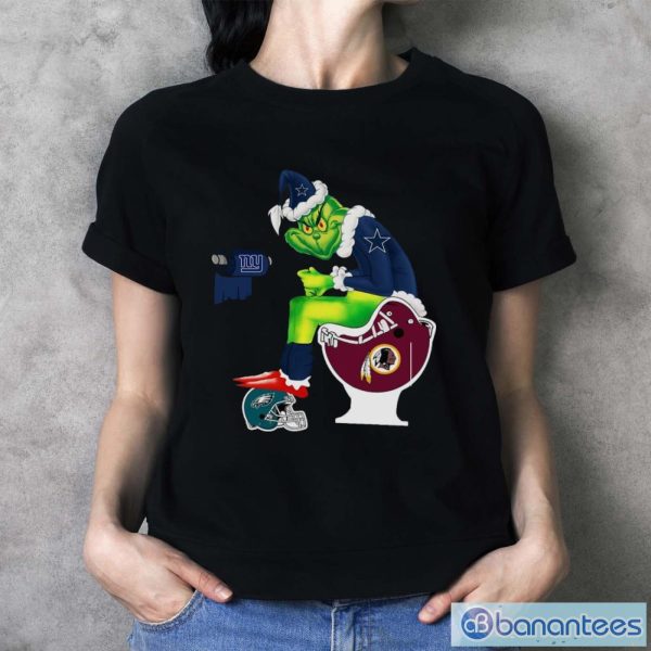 Santa Grinch Dallas Cowboys Toilet Christmas T-shirt - Ladies T-Shirt