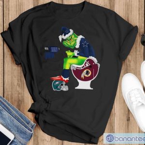 Santa Grinch Dallas Cowboys Toilet Christmas T-shirt - Black T-Shirt
