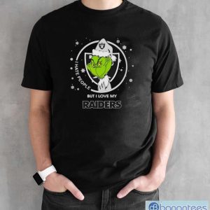 Santa Grinch I Hate People But I Love My Oakland Raiders Christmas Shirt - Black Unisex T-Shirt