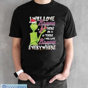 Santa Grinch I will love Atlanta Braves here or there I will love everywhere Christmas shirt - Black Unisex T-Shirt