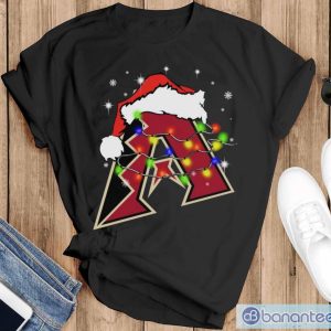 Santa Hat Arizona Diamondbacks Light Christmas Shirt - Black T-Shirt
