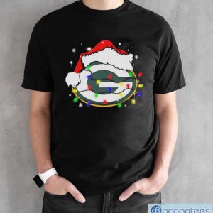 Santa Hat Green Bay Packers Logo Christmas Light Shirt - Black Unisex T-Shirt