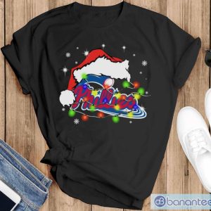 Santa Hat Philadelphia Phillies Light Christmas Shirt - Black T-Shirt