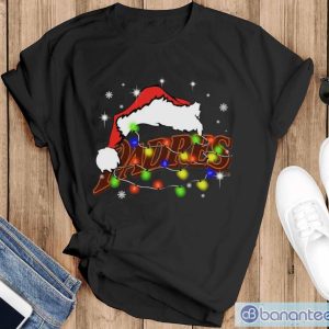 Santa Hat San Diego Padres Light Christmas Shirt - Black T-Shirt