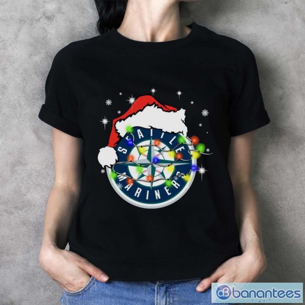 Santa Hat Seattle Mariners Light Christmas Shirt Christmas Gift - Ladies T-Shirt