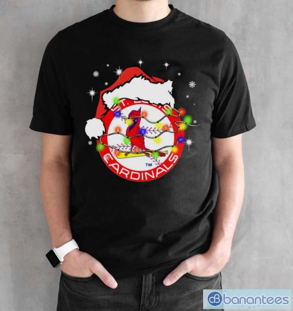 Santa Hat St.Louis Cardinals Light Christmas Shirt - Black Unisex T-Shirt