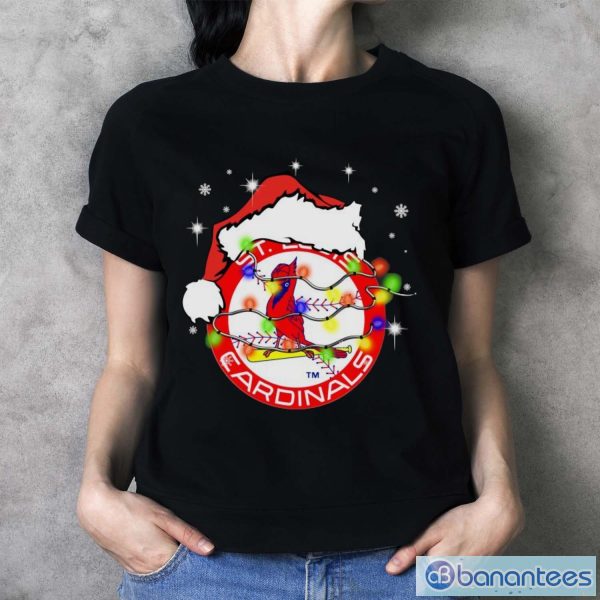 Santa Hat St.Louis Cardinals Light Christmas Shirt - Ladies T-Shirt