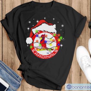 Santa Hat St.Louis Cardinals Light Christmas Shirt - Black T-Shirt