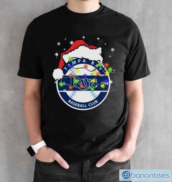 Santa Hat Tampa Bay Rays Light Christmas Shirt - Black Unisex T-Shirt