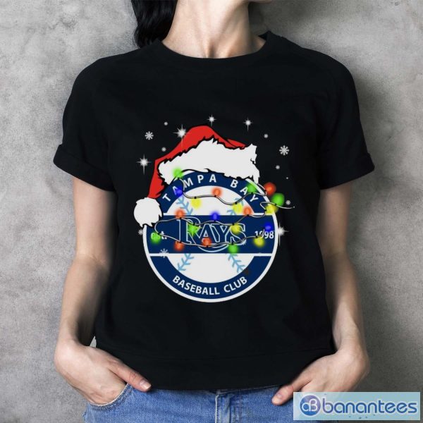 Santa Hat Tampa Bay Rays Light Christmas Shirt - Ladies T-Shirt
