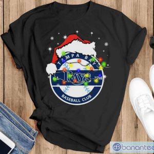 Santa Hat Tampa Bay Rays Light Christmas Shirt Christmas Gift - Black T-Shirt