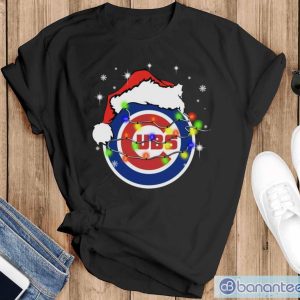 Santa Hat Texas Chicago Cubs Christmas Shirt - Black T-Shirt