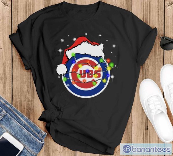 Santa Hat Texas Chicago Cubs Christmas Shirt Christmas Gift - Black T-Shirt