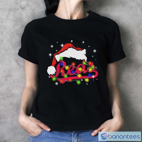 Santa Hat Texas Cincinnati Reds Christmas Shirt - Ladies T-Shirt