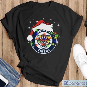 Santa Hat Texas Detroit Tigers Christmas Shirt Christmas Gift - Black T-Shirt