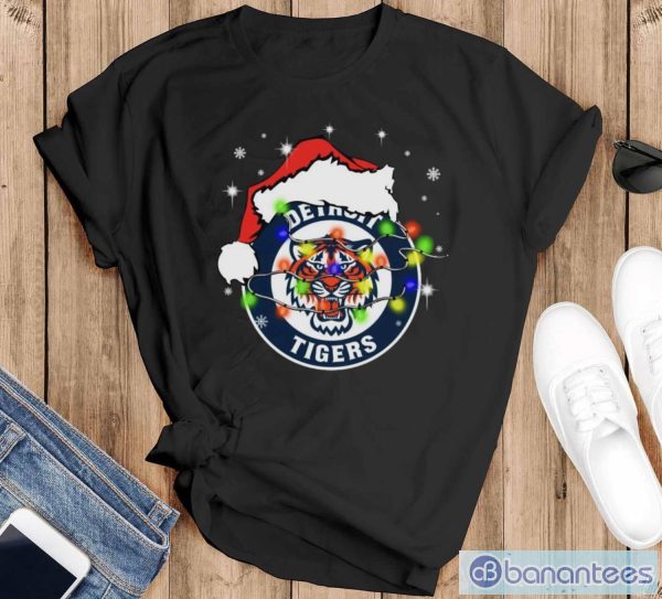 Santa Hat Texas Detroit Tigers Christmas Shirt Christmas Gift - Black T-Shirt