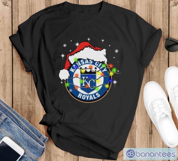 Santa Hat Texas Kansas City Royals Christmas Shirt Christmas Gift - Black T-Shirt