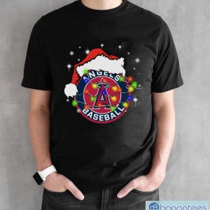 Santa Hat Texas Los Angeles Angels Christmas Shirt - Black Unisex T-Shirt