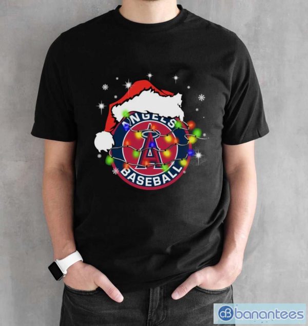 Santa Hat Texas Los Angeles Angels Christmas Shirt - Black Unisex T-Shirt