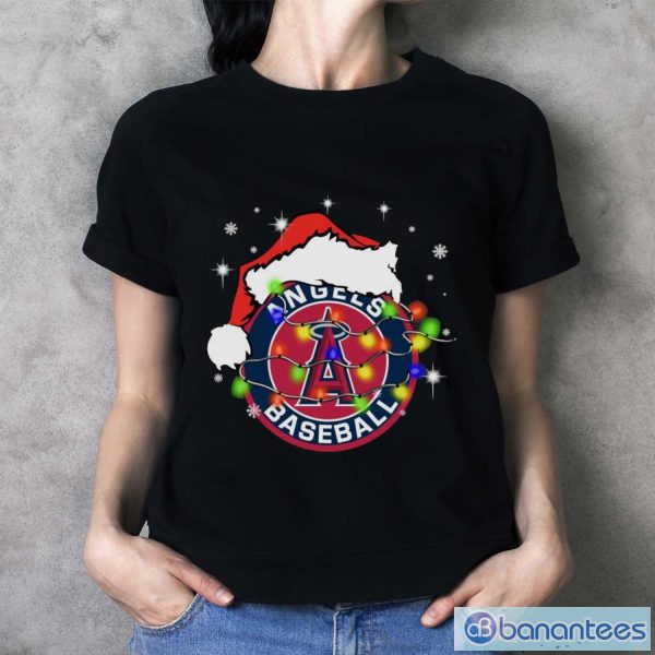 Santa Hat Texas Los Angeles Angels Christmas Shirt - Ladies T-Shirt