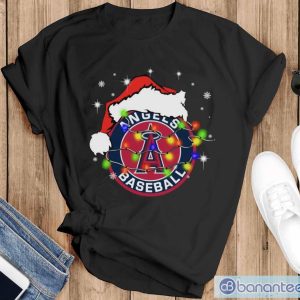 Santa Hat Texas Los Angeles Angels Christmas Shirt - Black T-Shirt