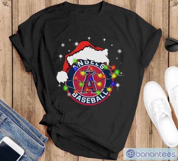 Santa Hat Texas Los Angeles Angels Christmas Shirt - Black T-Shirt