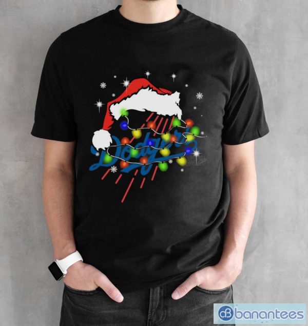 Santa Hat Texas Los Angeles Dodgers Christmas Shirt - Black Unisex T-Shirt
