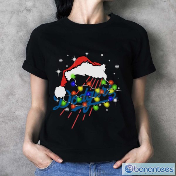 Santa Hat Texas Los Angeles Dodgers Christmas Shirt - Ladies T-Shirt