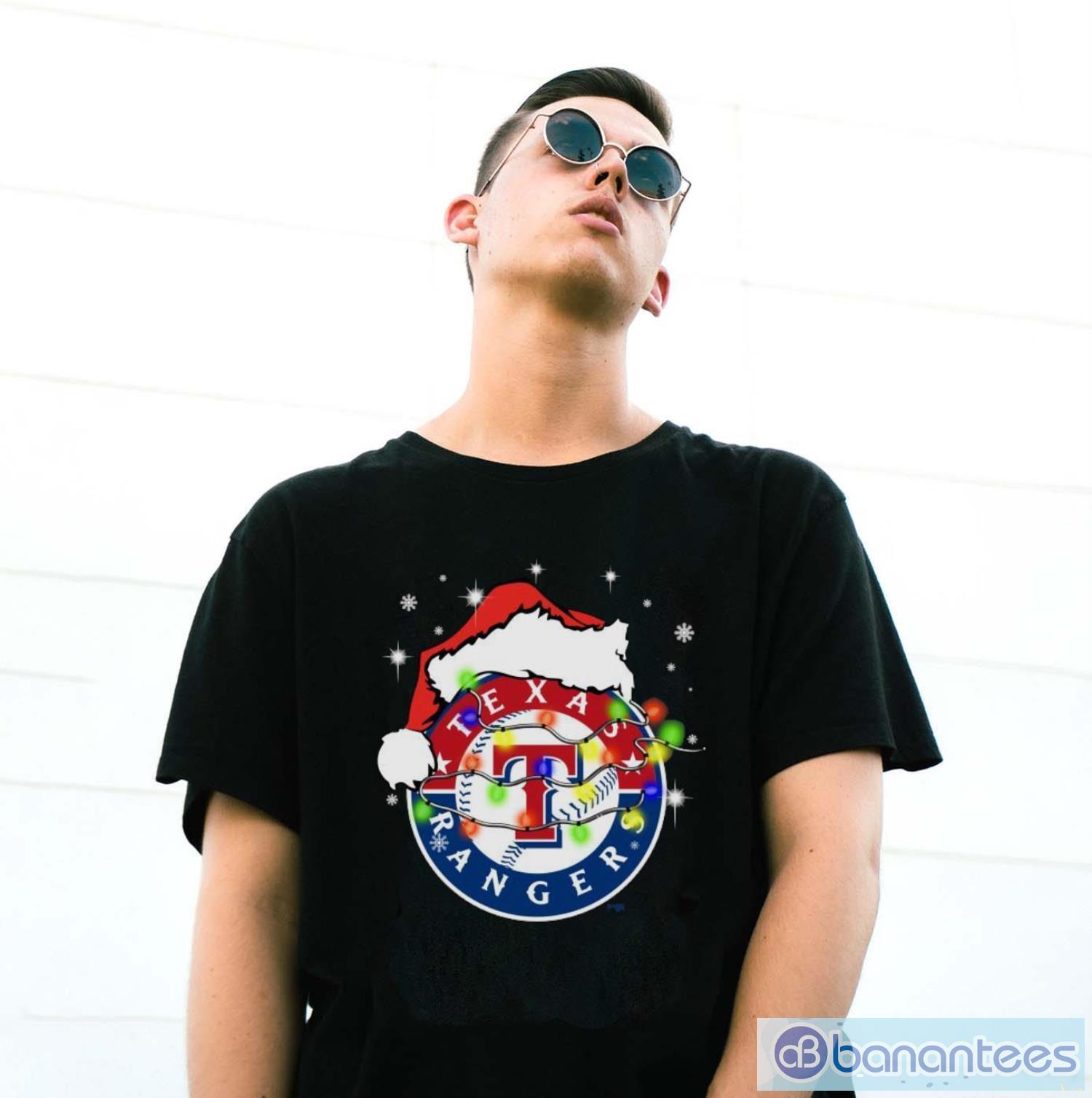 Santa Hat Texas Rangers Light Christmas Shirt - Freedomdesign